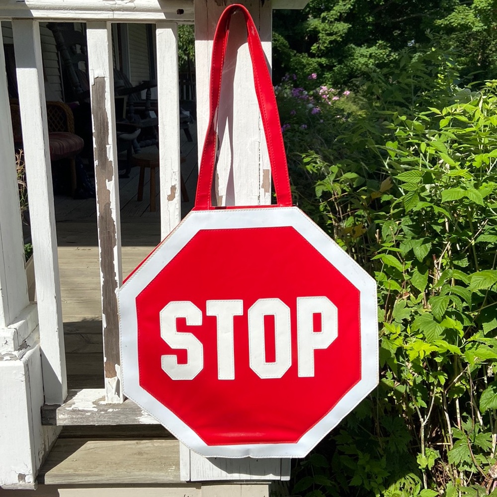 Vintage NWOT Pop Art Vinyl Stop Sign Bag